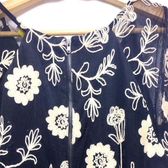 Melonie T Embroidered Floral Cold-Shoulder Sheer Mini Dress - Picture 2 of 16